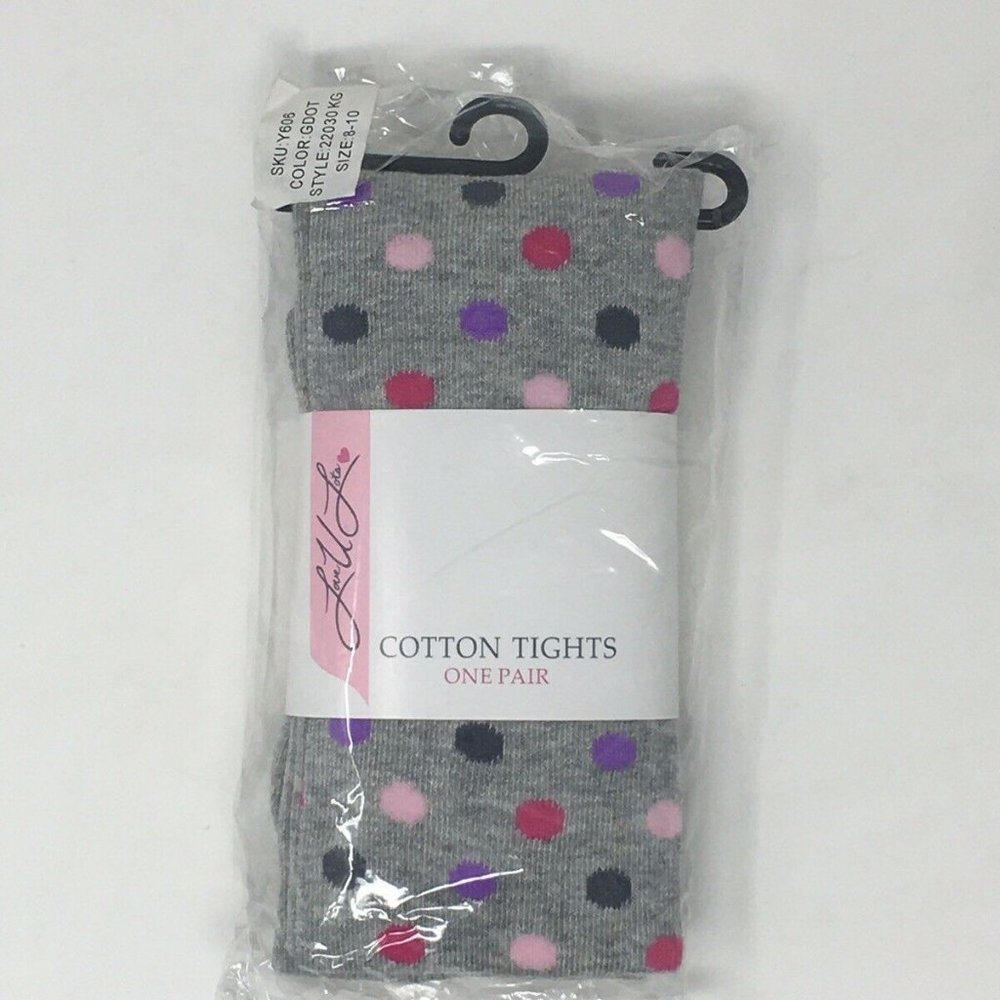 Love U Lots Girls Gray Polka Dot Cotton Tights New